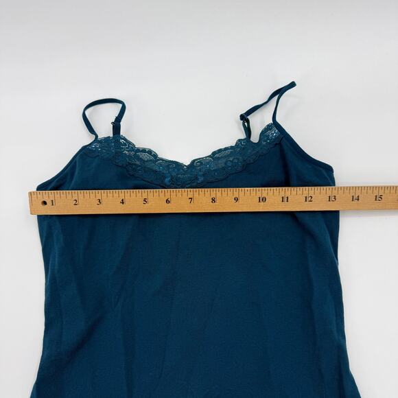 EXPRESS Lace Trim Bra Cami Tank Top Size M Teal Stretch Romantic Preppy Y2K - Picture 5 of 6
